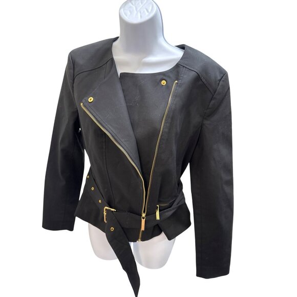 Michael Kors Womens Black Cotton/Spandex Blazer Size 12 SKU 7023 - Picture 2 of 11